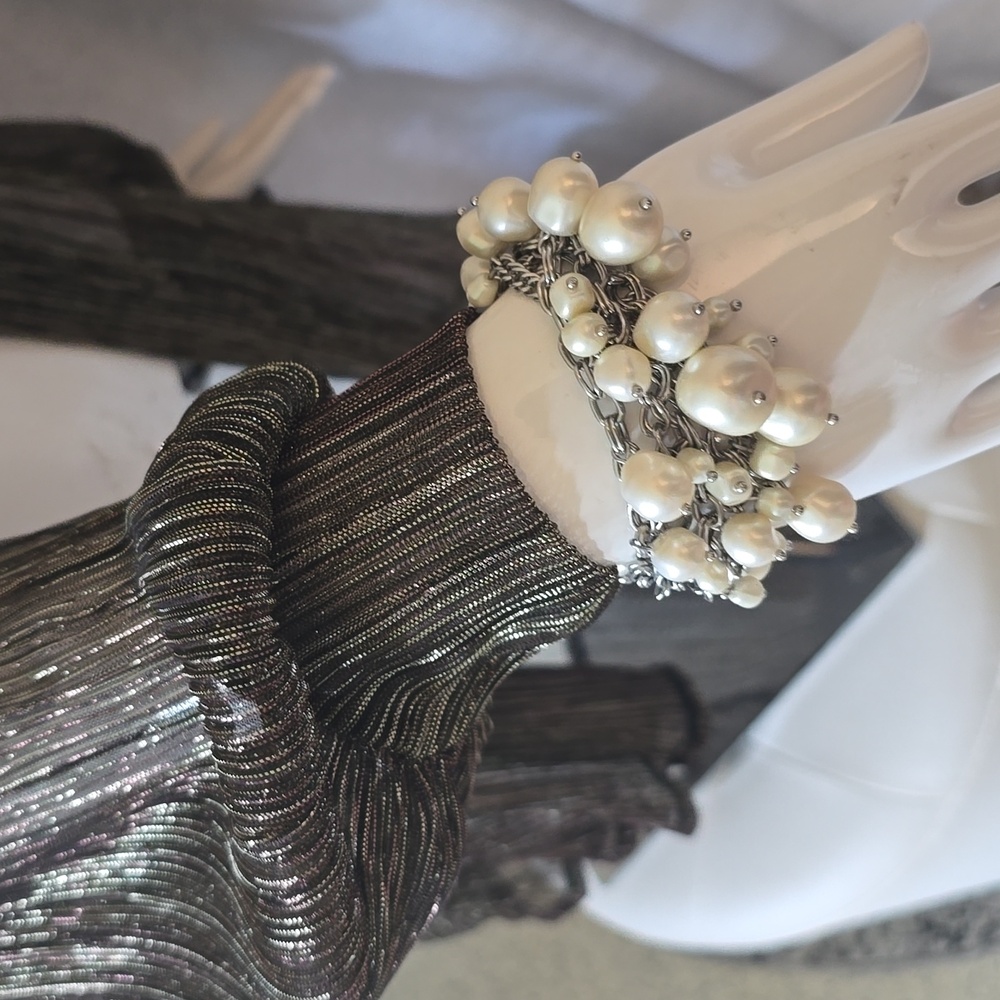 I.N. Studio Gold Blsck Metallic Evening Sheer Cardigan cover up jacket NEW - Picture 3 of 6